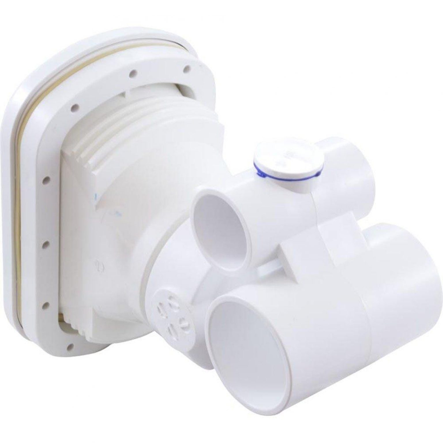 Complete Jet, Hydro-Air Vertassage w/ backing plate, 1-1/2 inch S water x 1 inch S air, Hole size 5-1/4 inchW x 7 inchH, White