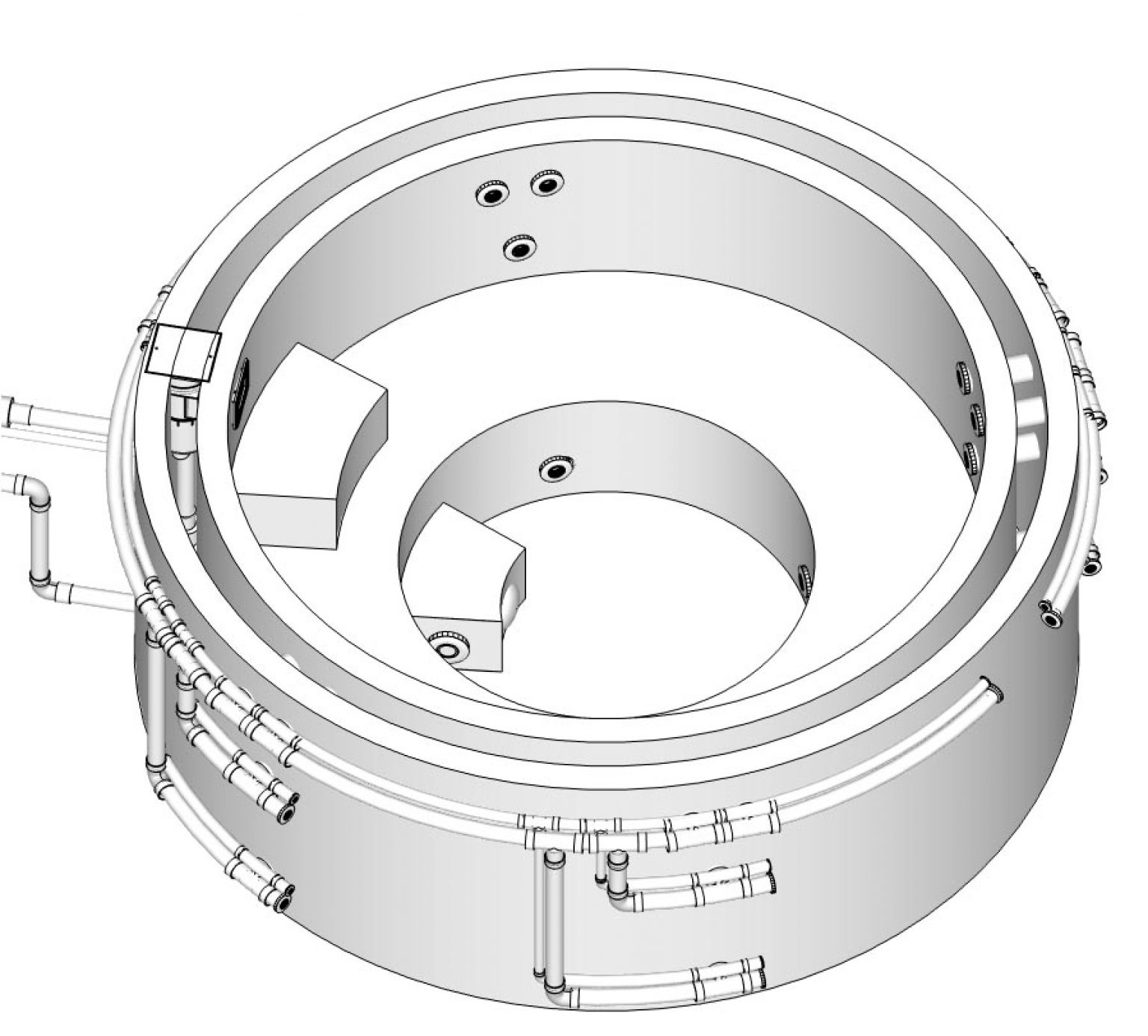 8ft Internal Diameter Cylindrical Hot Tub 16 Jets Dimensional